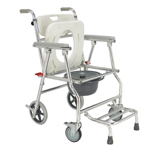 Folding Aluminium Elderly Bathing Chair Shower Toilet Commode Chair with Wheels FY890L 