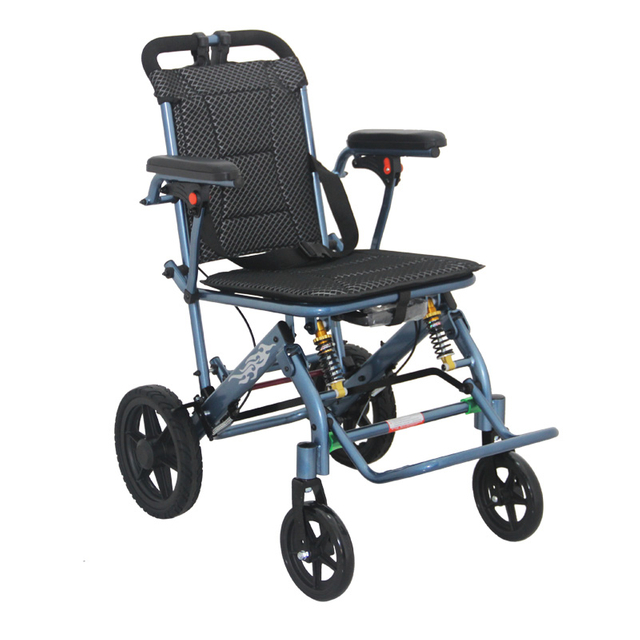 Aluminum Ultra-Light manual Travel Wheelchair with Folding Design and Luggage Handle