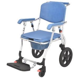 Folding Transfer Mobility Aid Aluminum EVA Commode Chair with Wheels FY694LF1