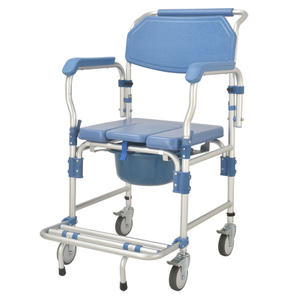 Folding Aluminum Mobility Aid Transfer Shower Commode Chair with Wheels for Disabled FY694LF1