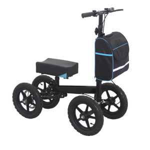 Foldable Steel 4 Wheels Walking Aid with Seat Knee Walker for Disabled 
