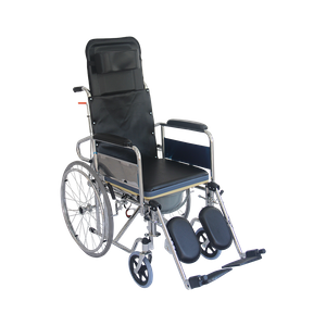 Reclining Steel Commode Wheelchair for Elderly