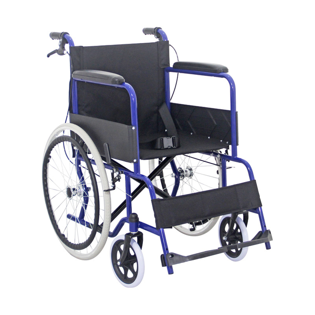 Blue frame factory direct steel manual wheelchair