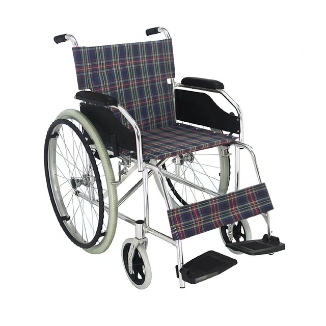 shining silver frame manual wheelchair