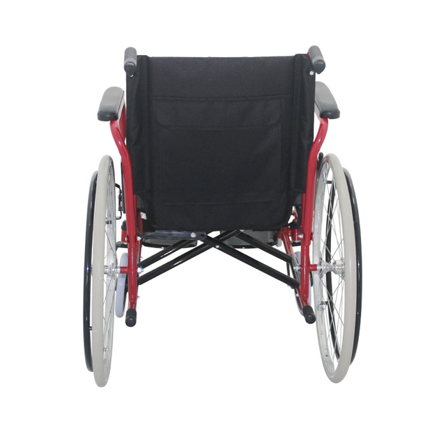 Flip Up armrest 100kg capacity double cross bar medical steel manual wheelchair for disabled FY909