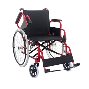 Flip Up armrest 100kg capacity double cross bar medical steel manual wheelchair for disabled FY909